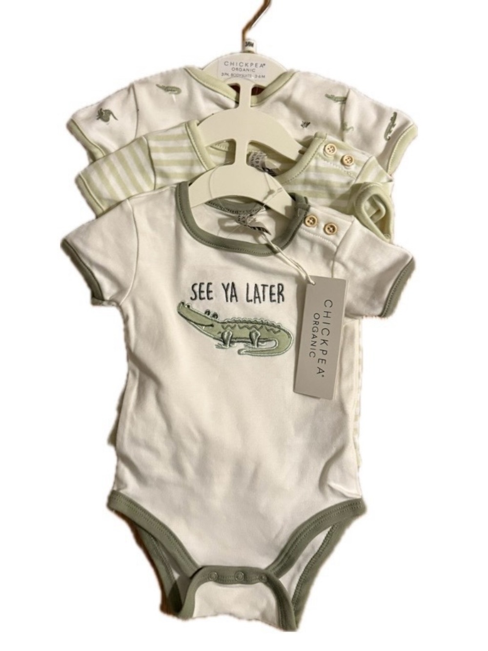 Chickpea Organic Baby Boy Set Of 3 Coordinating Onesies